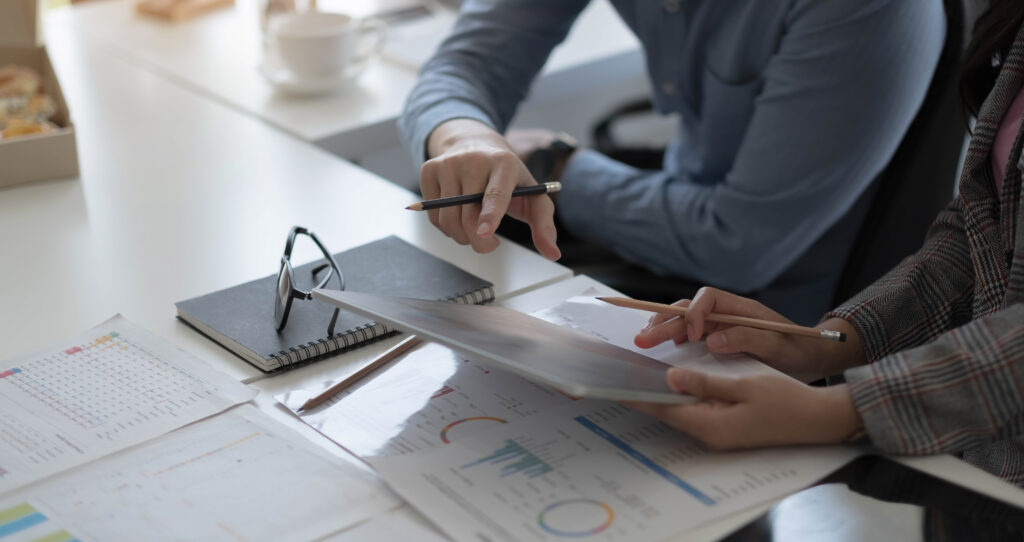 Team of business people working together in the meeting room office, teamwork background charts and graphs banner, double exposure successful teamwork,business planning concept.